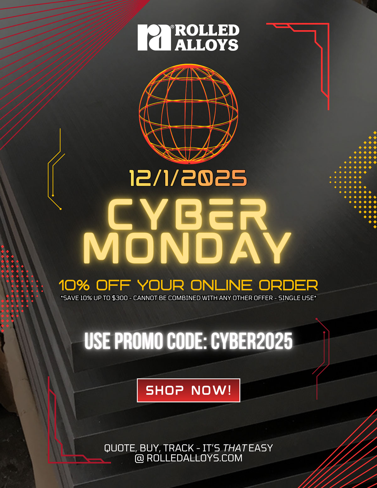 Rolled Alloys - Cyber Monday Savings!